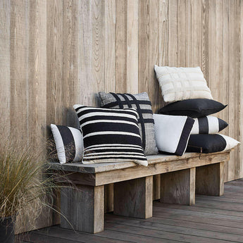 Sunbrella ® 20 "x13" Black Cabana Stripe Exterior Pillow.