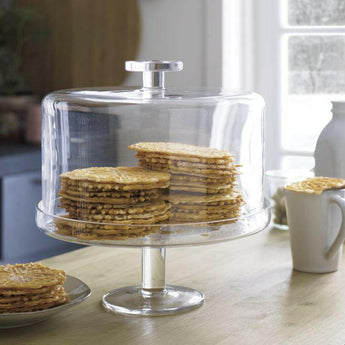 Soporte para tartas con pie y cúpula.