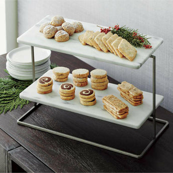 Servidor de 2 pisos de mármol de cocina francesa.