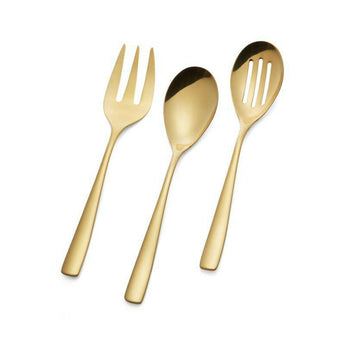 Tenedor dorado para servir.