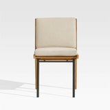 Madera de teca Kinney Exterior Silla auxiliar de comedor con cojín.