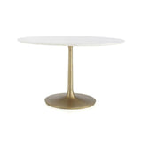 Mesa de comedor de mármol Nero 48" con base Brass .