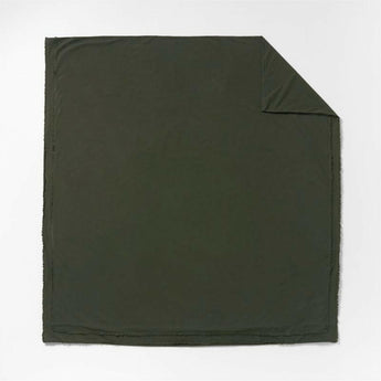 Funda nórdica de algodón orgánico Ficus verde con flecos de pestañas.