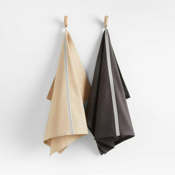 Paños de cocina de algodón natural y gris Oslo, juego de 2.