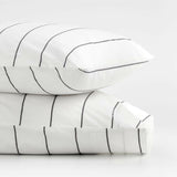 Algodón Percal Orgánico Rayado Pewter Fundas de almohada estándar grises, juego de 2.