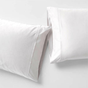 Fundas de almohada estándar de satén blanco orgánico de 400 hilos, juego de 2.