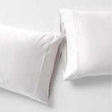 Fundas de almohada estándar de satén blanco orgánico de 400 hilos, juego de 2.