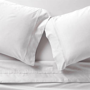 Fundas de almohada estándar de satén blanco orgánico de 400 hilos, juego de 2.