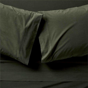 Ficus Verde de Algodón Orgánico King Juego de sábanas.