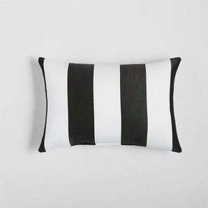 Sunbrella ® 20 "x13" Black Cabana Stripe Exterior Pillow.