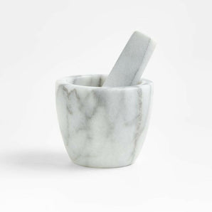 Mortero y pilón de mármol mini de cocina francesa.