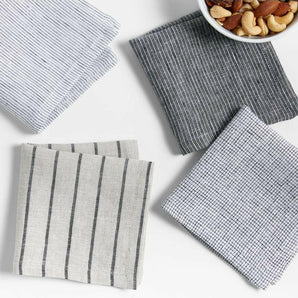 Trajes Servilletas de cóctel de lino azul marino, juego de 4.