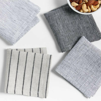 Trajes Servilletas de cóctel de lino azul marino, juego de 4.