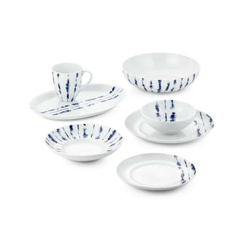 Tazón de servir azul y blanco Omri.