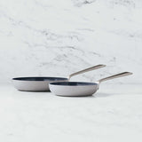 Crate & Barrel EvenCook Ceramic ™ Grey Ceramic Nonstick Fry Pans, Set of 2.
