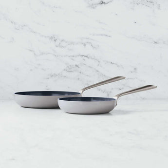 Crate & Barrel EvenCook Ceramic ™ Grey Ceramic Nonstick Fry Pans, Set of 2.