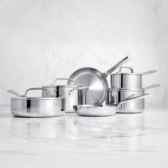 Crate & Barrel EvenCook Core ® 10-Pc. Stainless Steel Cookware Set.