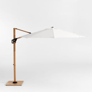 10' Round Canvas Sunbrella® Cantilever Outdoor Patio Umbrella with Faux Wood Metal Frame