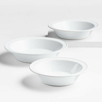 Potluck White Pie Dishes, Set of 3.