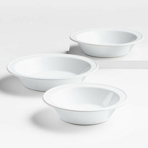 Potluck White Pie Dishes, Set of 3