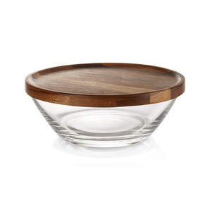 Miles Glass Bowl with Acacia Wood Lid