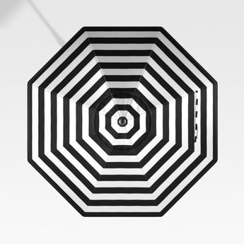 9' Rnd Umb Cvr B/W Cabana Stripe.