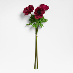 Anémona artificial de color rojo intenso de 24.5", juego de 3 unidades por Abigail Ahern