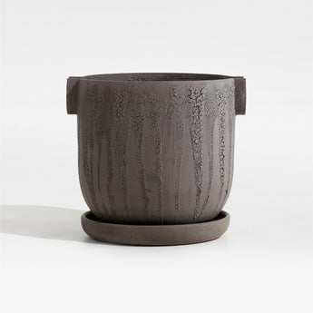 Crucible Small Black Terracotta Planters with Saucer by Athena Calderone.