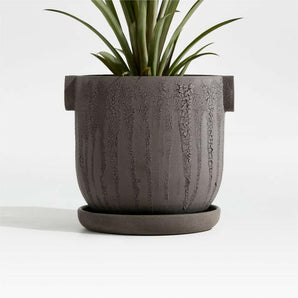 Crucible Small Black Terracotta Planters with Saucer by Athena Calderone