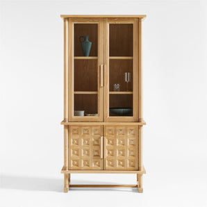 Gabinete de almacenamiento Honore de madera de roble natural de Athena Calderone