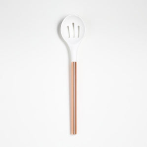 Ada White & Copper Slotted Spoon