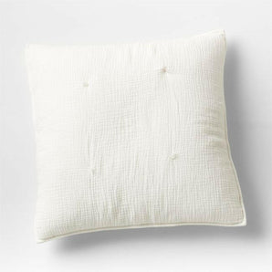 Aire Crinkle Cotton Linen Blend Cream Euro Bed Pillow Sham.