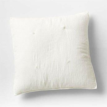 Aire Crinkle Cotton Linen Blend Cream Euro Bed Pillow Sham.