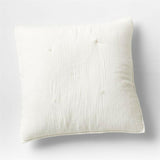 Aire Crinkle Cotton Linen Blend Cream Euro Bed Pillow Sham.