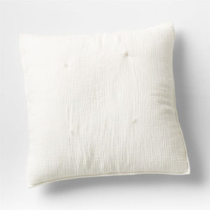 Aire Crinkle Cotton Linen Blend Cream Euro Bed Pillow Sham