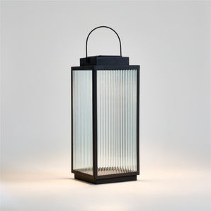 Alfresco Metal and Glass LED Solar Outdoor Lantern black