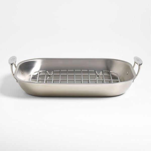 Bandeja para asar acampanada grande All-Clad® D3 Curated de 18,5" con rejilla
