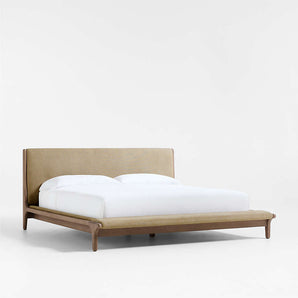 Alrik Oak Wood Upholstered Bed
