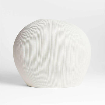 Alura Low-Wide Cream White Porcelain Vase.