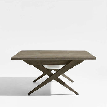 Andorra 61" Grey Wood Outdoor Coffee Table with Drink Bin.