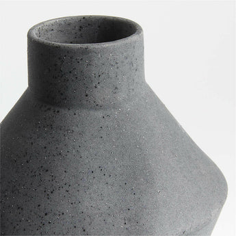 Angle Black Ceramic Vase 14".