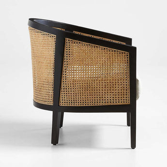 Ankara Black Cane Chair with Ivory Cushion.