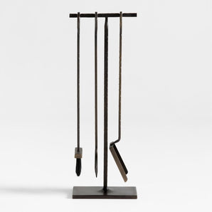 Antiqued Brass Fireplace Tool Set