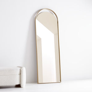 Aosta Brass Arch Cutout Floor Mirror 25.3"x75.8".