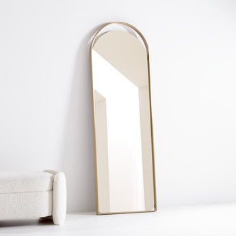 Aosta Brass Arch Cutout Floor Mirror 25.3"x75.8".