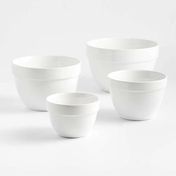 Aspen White Rimmed Ceramic Mixing Bowls, Set of 4.