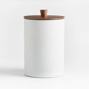 Asta Speckled Ceramic Canister with Wood Lid