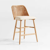 Astrid Upholstered Rattan Counter Stool with Performance Fabric.