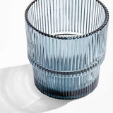 Atwell 11-Oz. Blue Stackable Ribbed Double Old-Fashioned Glass.