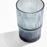 Atwell 16-Oz. Blue Stackable Ribbed Highball Glass.